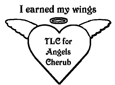 Black and White TLC for Angels Cherub Badge for Coloring