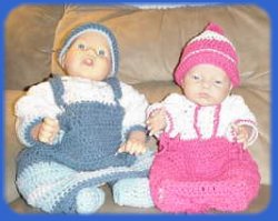 Preemie Jumper Gown, modelled by Roxie and Gabby Cays LaNewborne Nursery Dolls.
