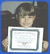 Meredith with her Certificate of Honor